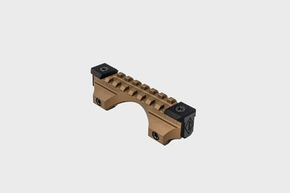 FDE and black rifle optic mount on a white background